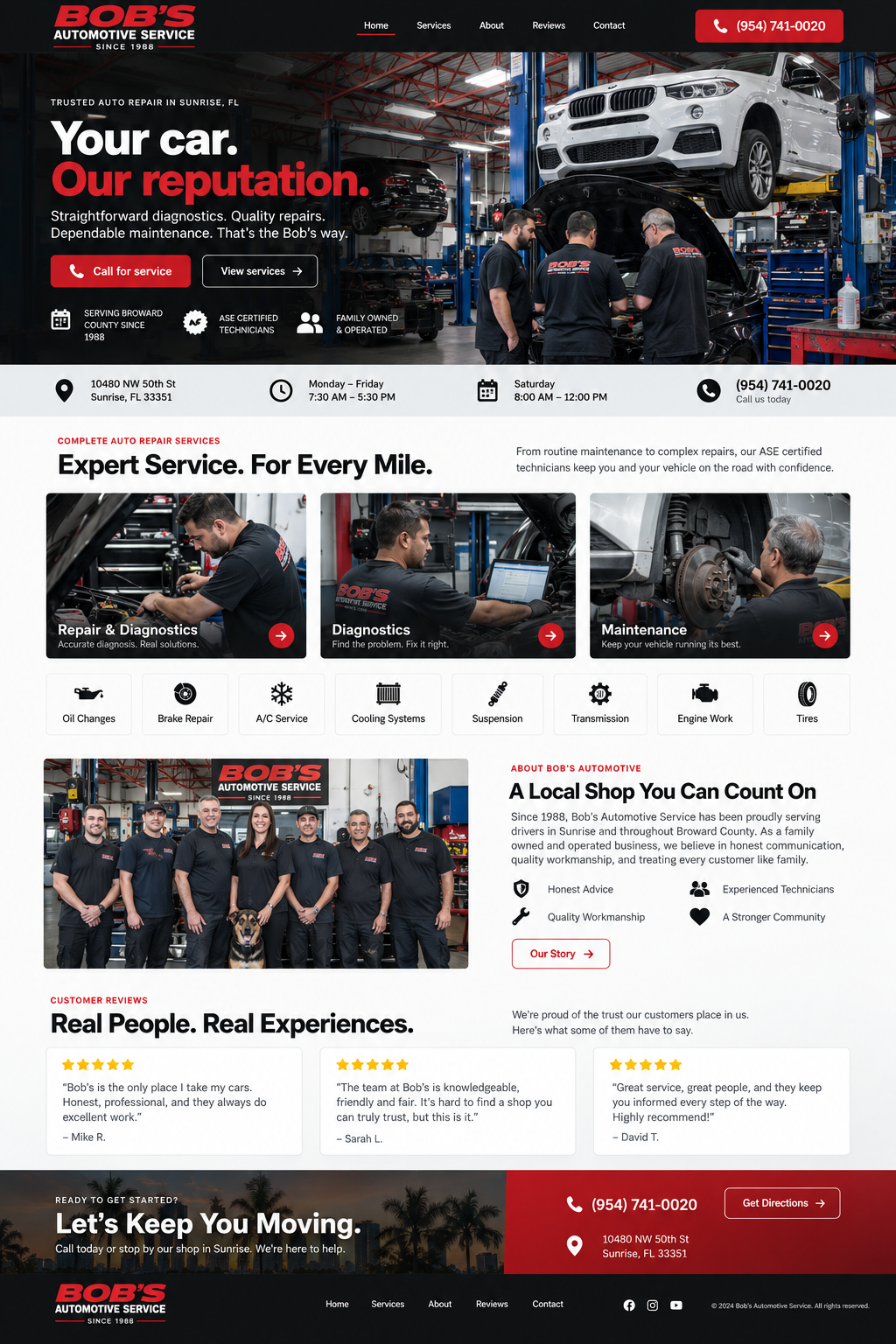 Bob's Automotive website preview