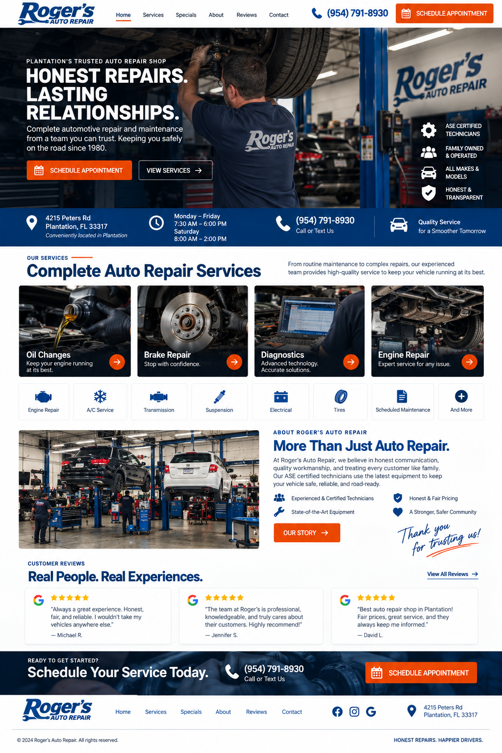 Rogers Repair Center website preview